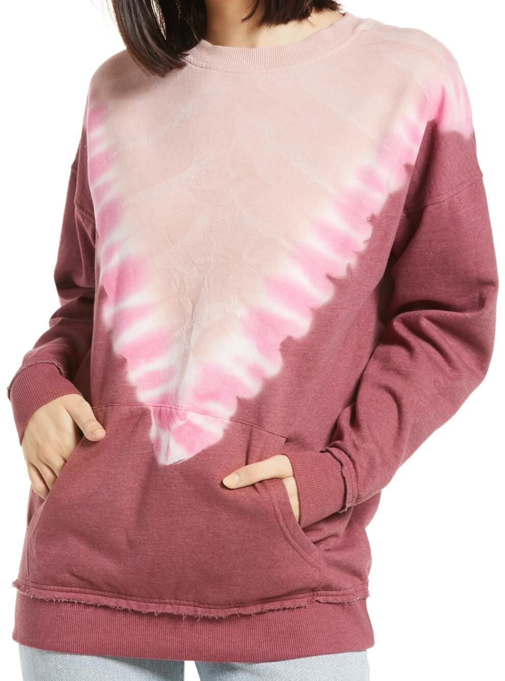 BP. Tie Dye Pullover Sweatshirt in Pink Multi, Size S